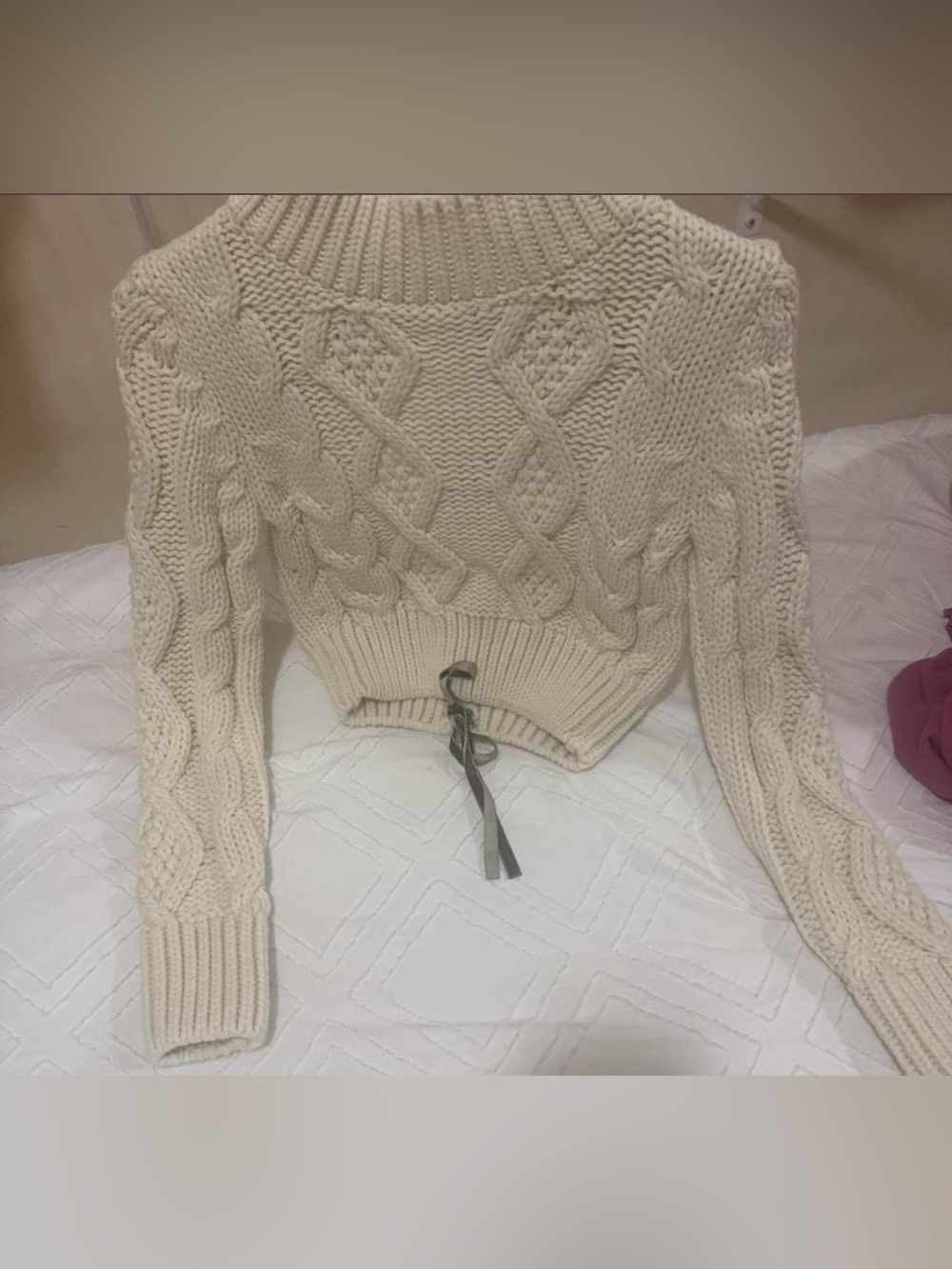 Zara Chunky Cable Knit Cropped Sweater - Cream